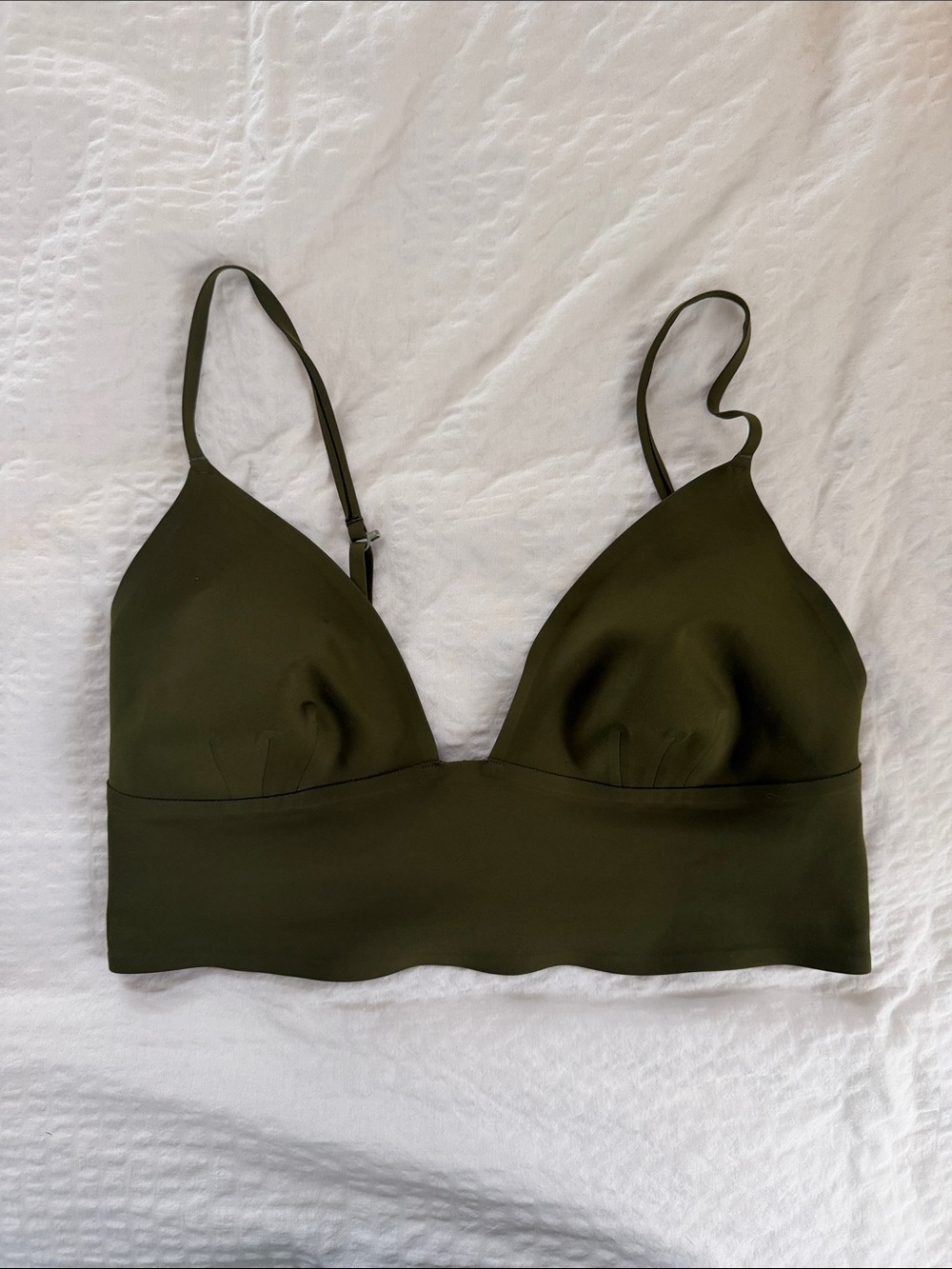 Free People Olive Green Light-Support Bralette with Adjustable Straps